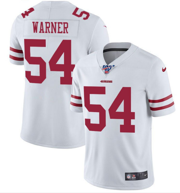 Men's San Francisco 49ers #54 Fred Warner White 2019 100th Season Vapor Untouchable Limited Stitched NFL Jersey